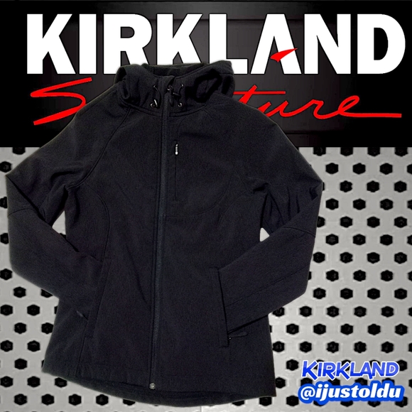 Kirkland Signature Fleece Lined Soft Shell Hooded Zip-Up Jacket, Black Woman's S - Picture 10 of 16